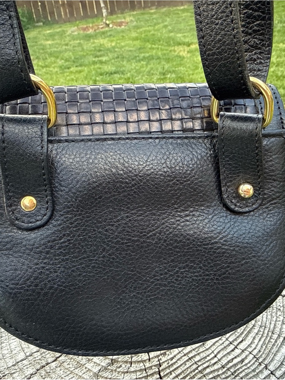 Vtg Bally Woven Leather Shoulder Bag in black- Classic Women's Handbag - Picture 11 of 16